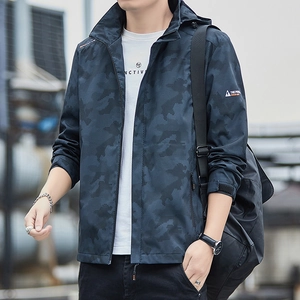 Veste à Capuche d'Extérieur pour Homme Coupe-vent Imperméable Motif Camouflage Décontracté Sport Coupe-vent Printemps Automne