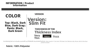 Specifications chart for men's hiking jacket showing 100% polyester fabric and sizing details