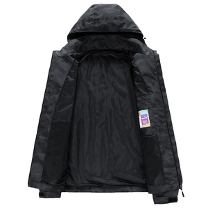 Veste coupe-vent à capuche camouflage noir pour hommes avec doublure en mesh respirant
