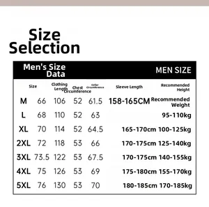 Detailed men's sizing chart for hooded jackets showing measurements from M to 5XL size