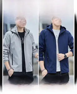 Detailed close-up showing the zipper pockets and elastic cuffs of this casual hooded jacket