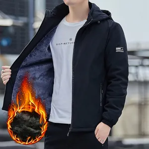 Men's Casual Hooded Jacket Fleece Lined Thickened Windproof Outdoor Coat For Autumn Winter Fashion Zip Up Outwear