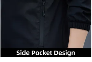Detail of hidden side zipper pocket with FASHION puller on black functional jacket