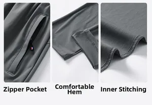 Vue détaillée du pantalon pour hommes avec poches zippées et coutures de haute qualité