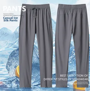 Détail du pantalon d'été en soie glacée légère avec cordon de serrage pour hommes
