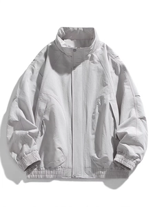 Men's Casual Vintage Windbreaker Jacket Stand Collar Loose Fashion Coat Spring Autumn Outdoor Lightweight Outerwear
