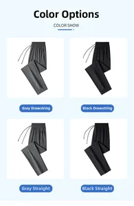Détails du pantalon en soie glacée pour hommes en gris et noir avec taille à cordon