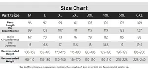 Tableau des tailles pour pantalons en soie glacée homme avec longueur et tour de taille