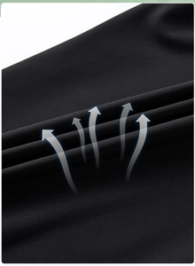 Macro detail of black ice silk fabric showing breathable and moisture-wicking texture