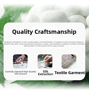 Infographic showing mulberry silk material process and anti-wrinkle fabric texture of ice pants