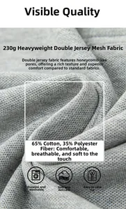 Detailed macro view of 230G piqué fabric texture in 65% cotton and 35% polyester