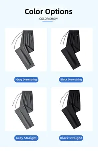 Men's ice silk trousers in black and gray showing jogger and straight leg fit options