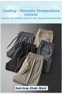 Detail of breathable ice silk fabric on men's quick-dry shorts with drawstring waist