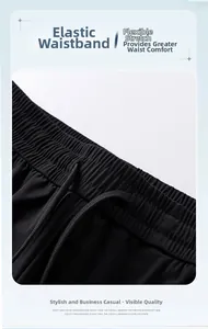 Detail of elastic waist and drawstring on black ice silk breathable sport pants