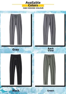 Pantalon léger en soie glacée pour hommes avec taille élastique en trois coloris