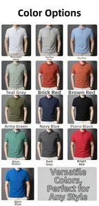 Grid view showcasing 13 vibrant colors of men's short-sleeve mercerized cotton polo shirts