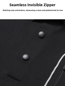 Détails des boutons mats et de la fermeture éclair invisible sur le polo pour homme