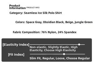 Détail de la composition du tissu en soie glacée extensible pour polo homme chic