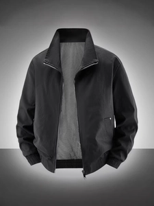 Men's Casual Flight Jacket Stand Collar Zip Up Windproof Bomber Outerwear With Breathable Mesh Lining Multi Pockets Solid Style