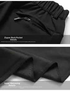 Détail de la poche arrière zippée et doubles coutures intérieures du pantalon de sport
