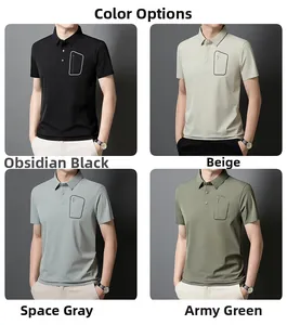Polos pour hommes en noir, beige, gris et vert avec une poche de poitrine zippée