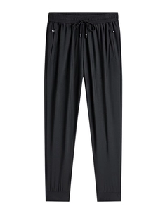 Pantalon de jogging léger en soie glacée noire pour hommes avec taille à cordon de serrage