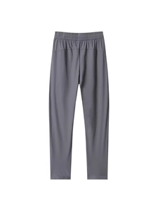 Pantalon décontracté en soie glacée gris foncé pour hommes avec taille élastique