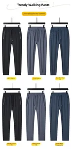 Men's ice silk pants featuring zipped pockets and both cuffed and straight leg openings