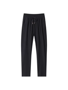 Pantalon en soie glacée pour homme, coupe droite et taille élastique à cordon