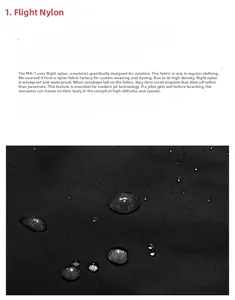 Detail of waterproof camouflage bomber jacket fabric with water droplets and high density nylon