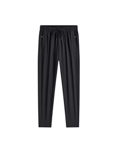 Men's ice silk quick-dry joggers with elastic drawstring waist and side zipper pockets