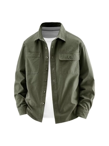 Men's Workwear Long Sleeve Shirt Washed Cotton Multi-Pockets Loose Fit Breathable Casual Utility Outdoor Top For Men