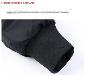 Detailed macro view of black double-ribbed knit cuffs for windproof bomber jackets