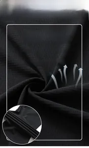 Close-up of black ice silk modal fabric with breathable micro-mesh texture for t-shirts