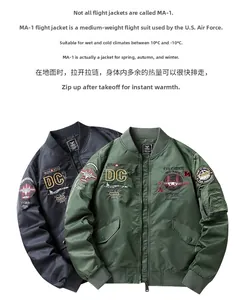 Detail of MA-1 flight jacket with military patches and nylon ribbed collar and cuffs