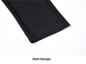 Close-up of the open hem design on lightweight ice silk men's summer trousers