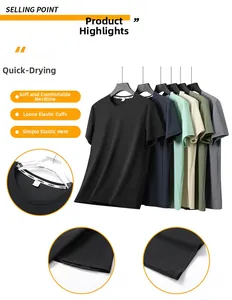 Detail view of quick-dry ice silk T-shirt showing breathable fabric and elastic cuffs