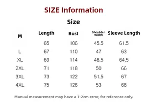Size chart for men's flight bomber jacket with length, chest, shoulder, and sleeve details