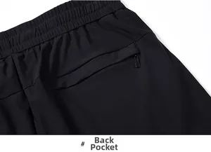 Close-up of men's ice silk trousers featuring an elastic waistband and zippered back pocket