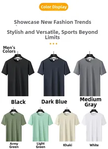 Men's ice silk modal t-shirts displayed in seven solid colors with breathable texture