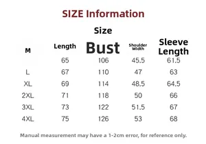 Detailed size chart for MA1 flight jacket showing chest and shoulder measurements