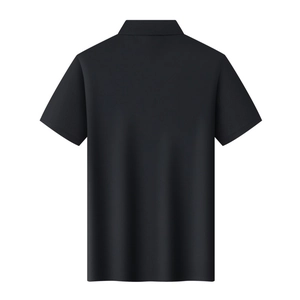 Rear view detail of black ice silk Polo shirt showing premium seamless fabric texture