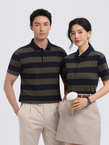 Polo ajusté pour homme à rayures bleu marine et vert olive en maille piquée respirante
