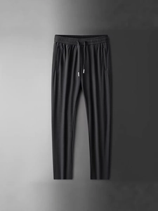 Men's breathable ice silk joggers with drawstring waist and quick-dry elastic fabric