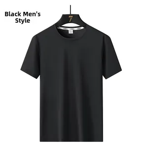 Detail of black ice silk modal T-shirt showing breathable waffle mesh texture for men