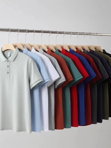Men's Business Casual Polo Shirt Short Sleeve Turn-Down Collar Antibacterial Cotton Breathable Pique Top For Men Summer