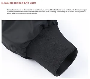 Détail des poignets en tricot à double bord-côte coupe-vent sur un blouson MA1 noir