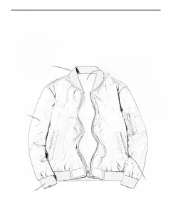 Diagram showing the flight jacket design details like thread collar and orange lining