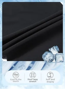 Detail of black ice silk fabric with four-way stretch and cooling tech texture