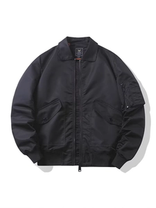 Men Bomber Jacket Windproof Nylon Flight Jacket Military Style Outerwear Coat With Orange Lining For Autumn Daily Wear